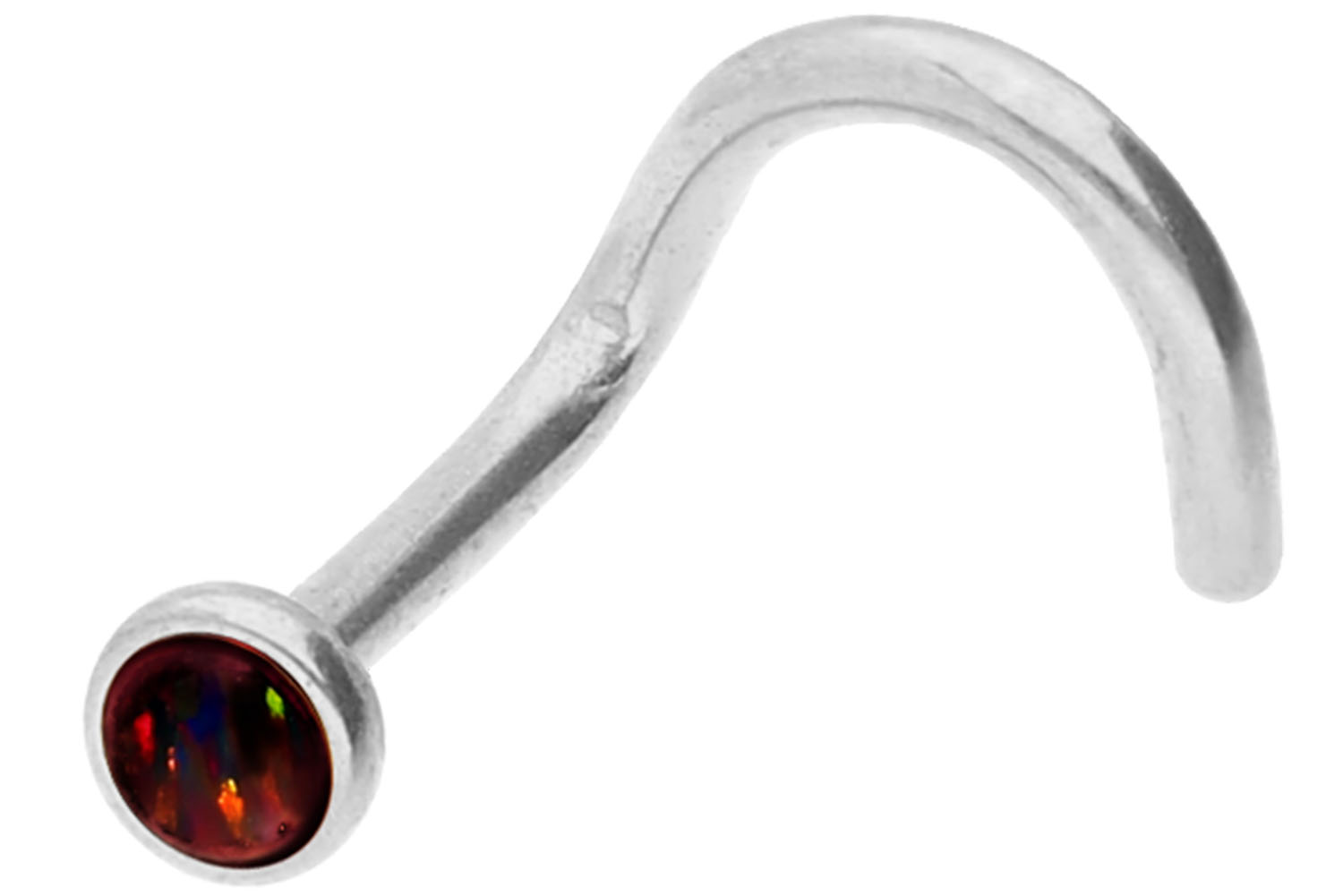 Chirurgenstahl Nasenstecker Nasenpiercing Spirale DISC + SYNTHETISCHER OPAL ++SALE++